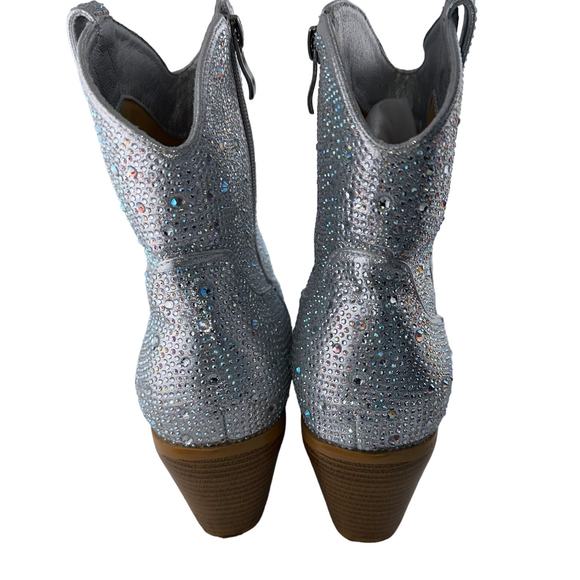 Western Cowboy Ankle Rhinestone Sparkly Boot Zip Up Pointed Toe Size 10M - Picture 5 of 7